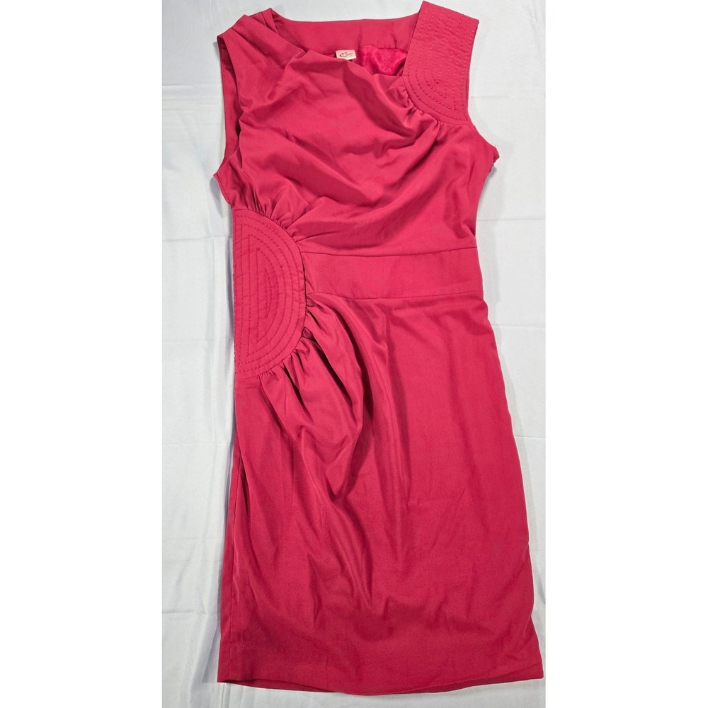 Cluce Womens Pink Ruched Sleeveless Sheath Dress Quilted Detail LD5216 Size S